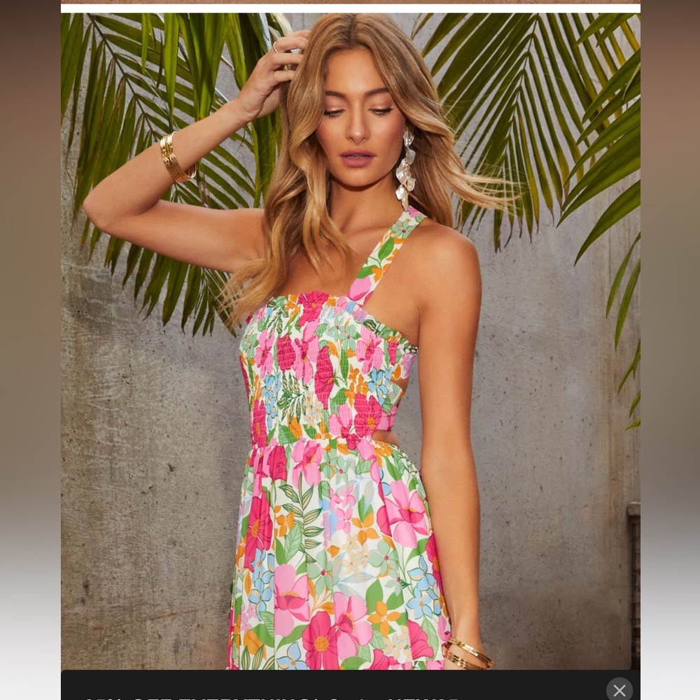 Vici Floral Maxi Dress - Pink, Green, White - Picture 5 of 10